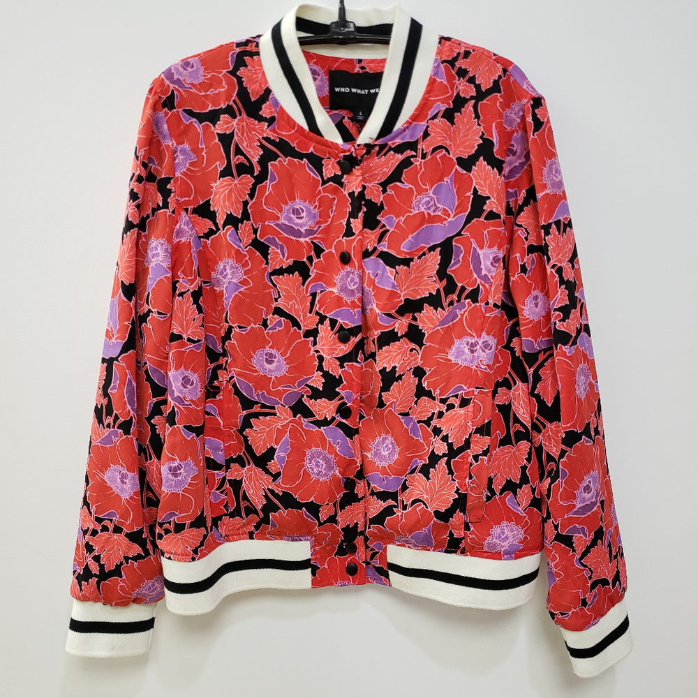 Who What Wear Red and Black Floral Jacket